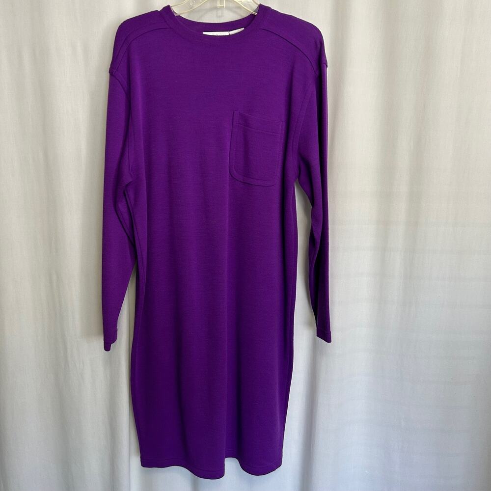 Vintage‎ Liz Claiborne Acrylic/Wool Purple Casual Midi Dress Women's Size 14